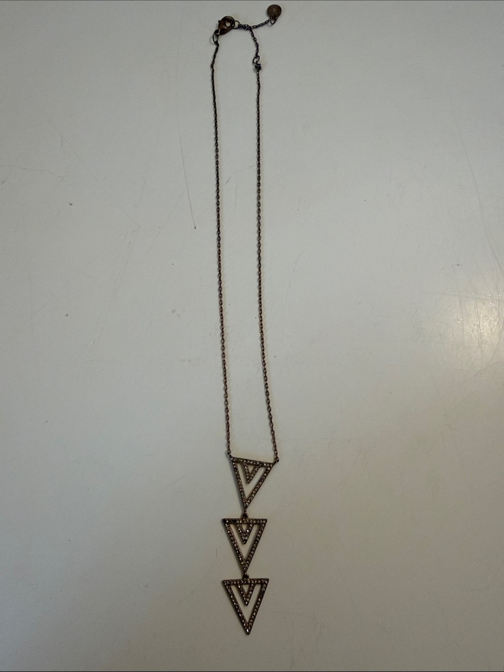 Stella & Dot Silver Triple Triangle Drop Necklace